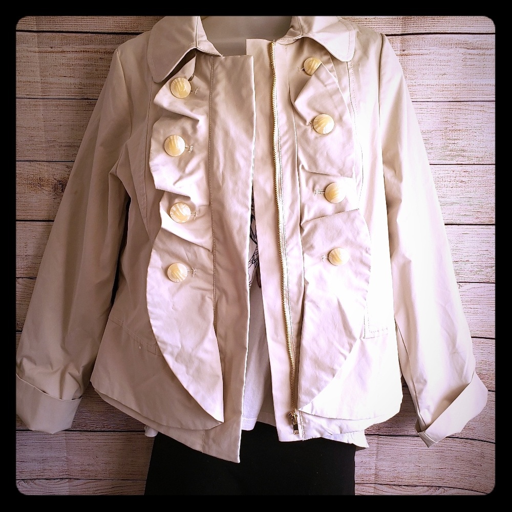Venezia Milano ruffle front rain coat